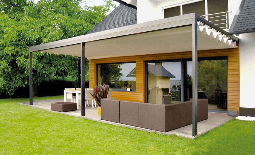 Baldach&yacute;nov&aacute; pergola proti slunci a lehk&eacute;mu de&scaron;ti