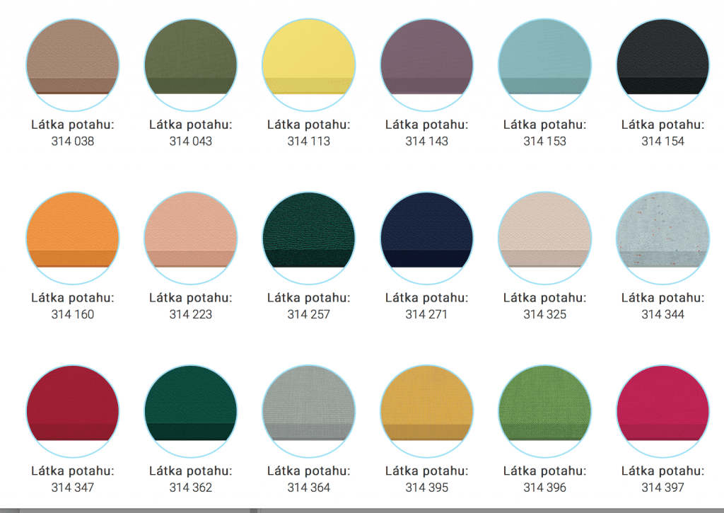 Ukázka vzorníku látek Soltis pro hliníkové pergoly