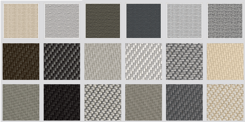 Ukázka vzorníku tkaniny na screenové rolety